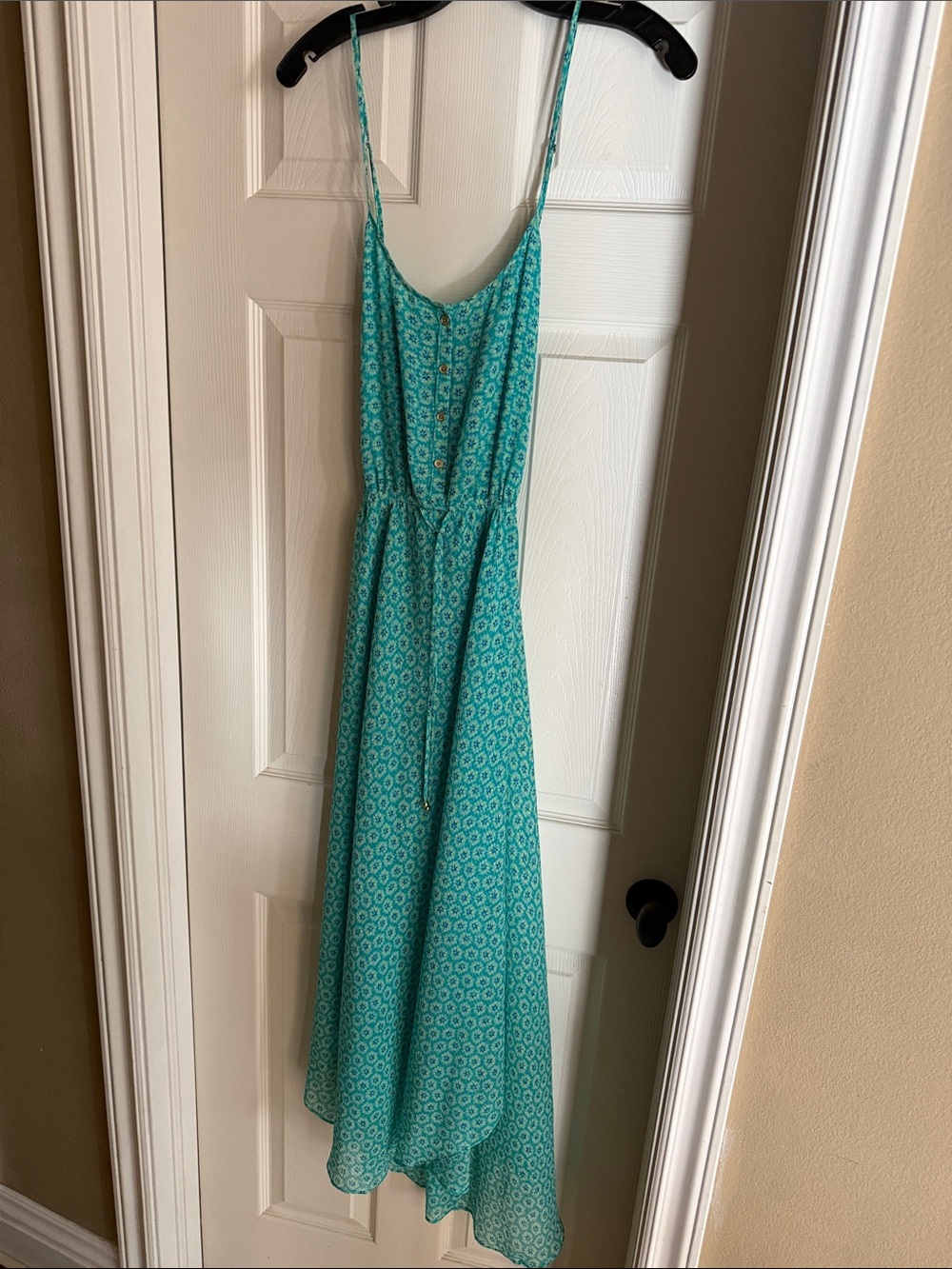 Juicy Couture Turquoise Printed Spaghetti-Strap Maxi Dress
